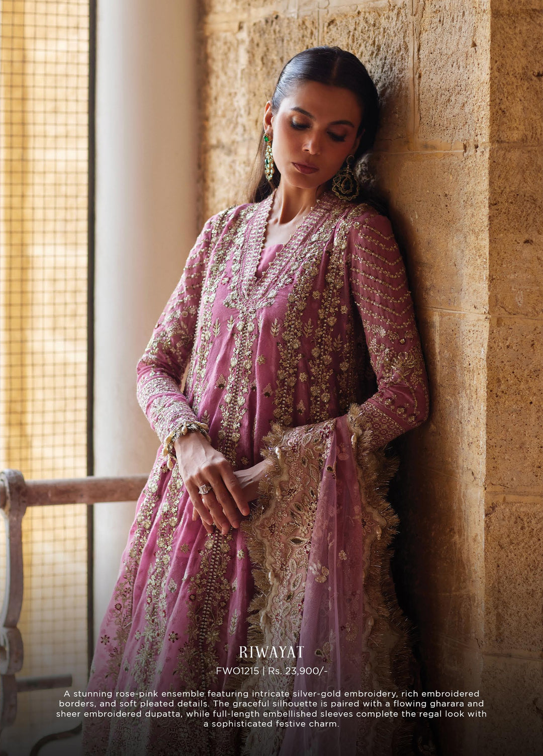 Dastangoi by Afrozeh Unstitched Embroidered Poly Net 3 Piece Suit AF26UDW Riwayat FW01215 - Wedding Collection