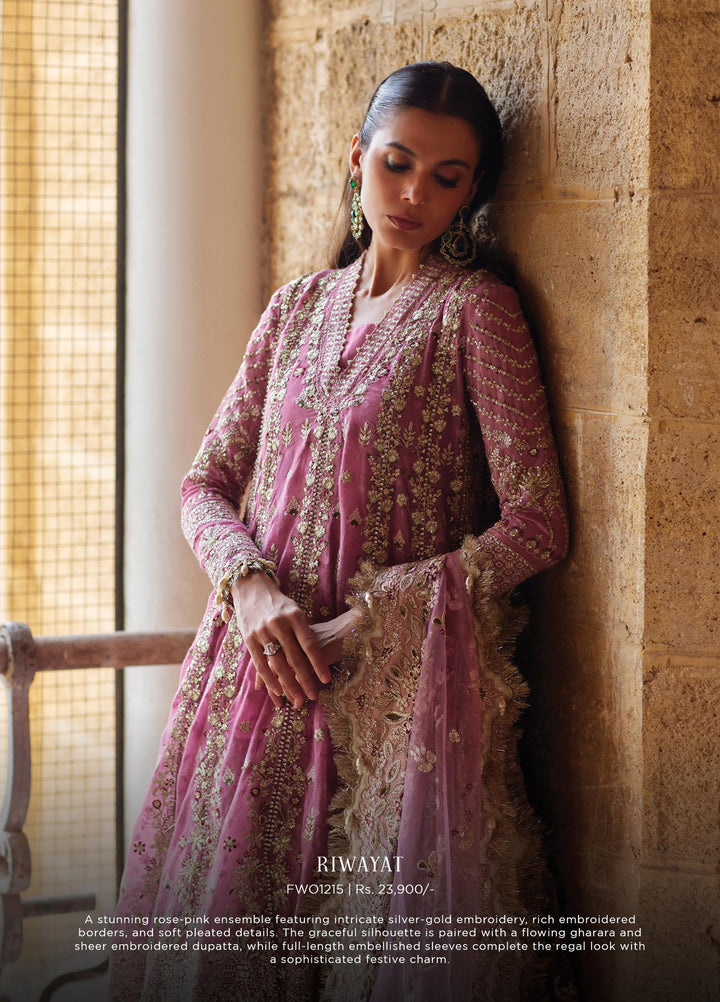 Dastangoi by Afrozeh Unstitched Embroidered Poly Net 3 Piece Suit AF26UDW Riwayat FW01215 - Wedding Collection