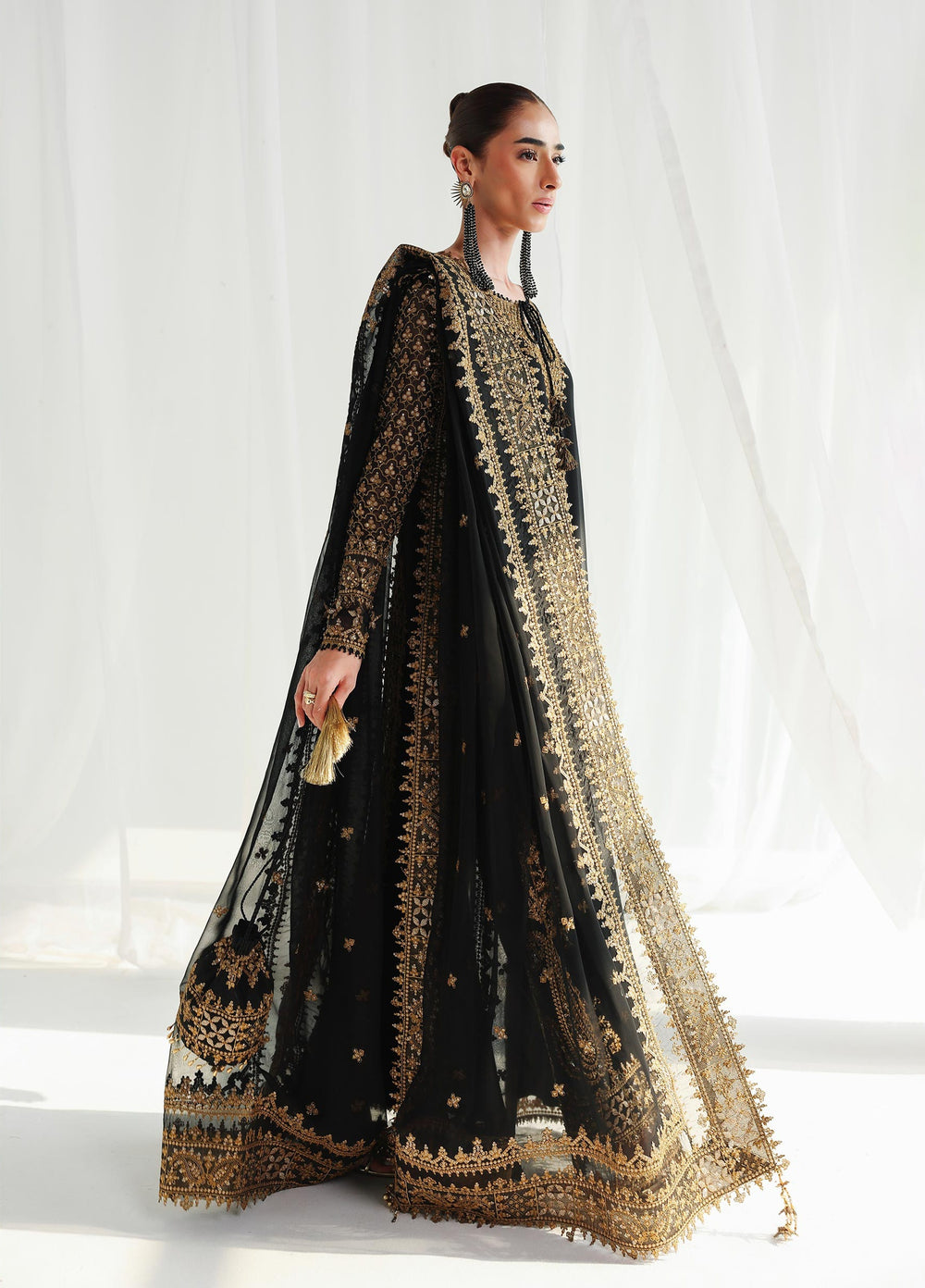Qalamkar Unstitched Embroidered Chiffon 3 Piece Suit QLK26UCF Waliya QCC-06 - Festive Collection