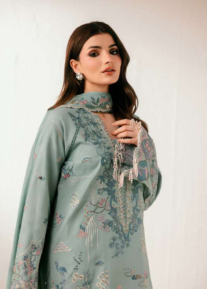 Luxe Silk by Florent Unstitched Embroidered Raw Silk 3 Piece Suit FL26ULS Emeraude - Festive Collection