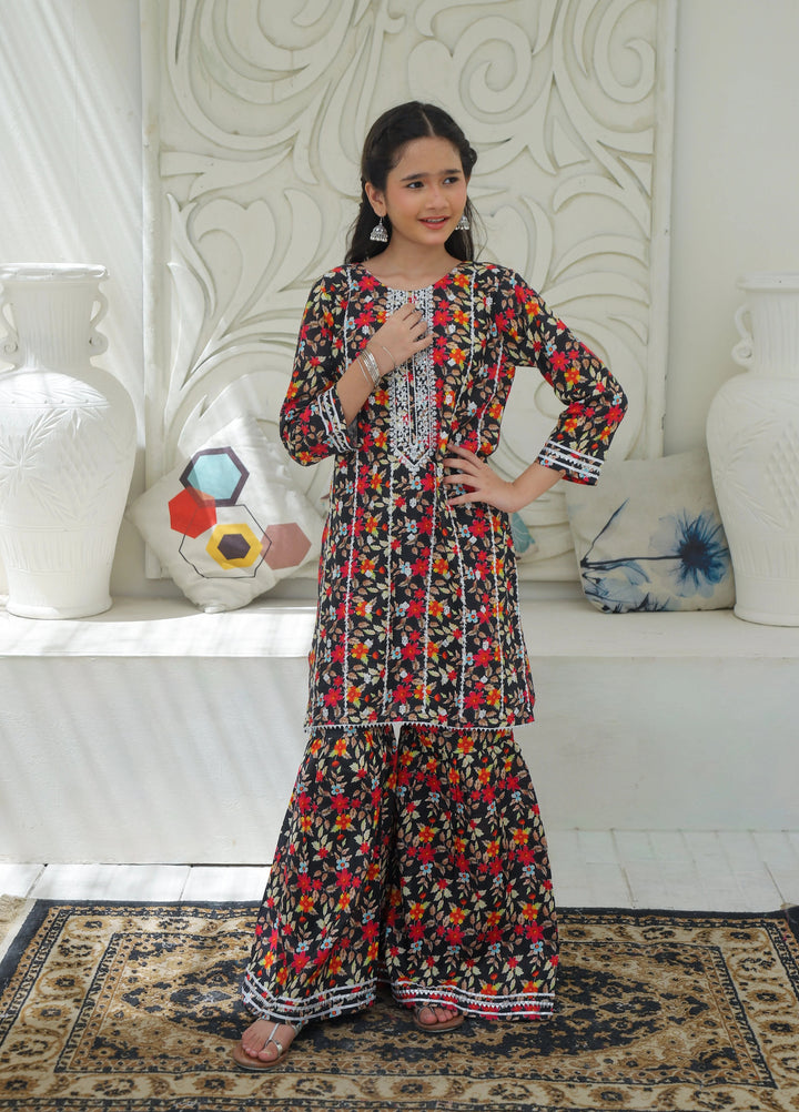 Khanak Girls RTW Embroidered Cotton 2 Piece Suit KST-193 - Casual Collection