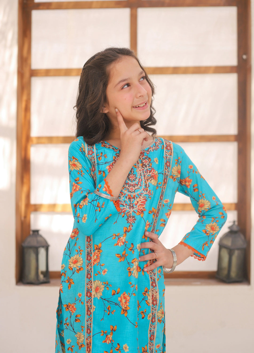 Khanak Girls RTW Embroidered Cotton 2 Piece Suit KST-149 - Casual Collection