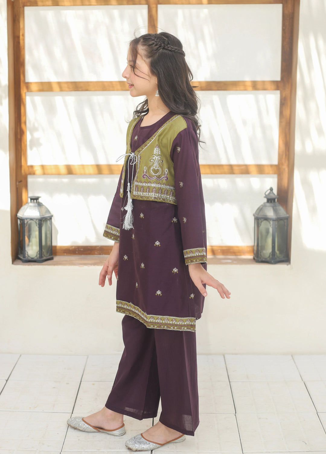 Khanak Girls RTW Embroidered Cotton 2 Piece Suit KST-136 - Casual Collection