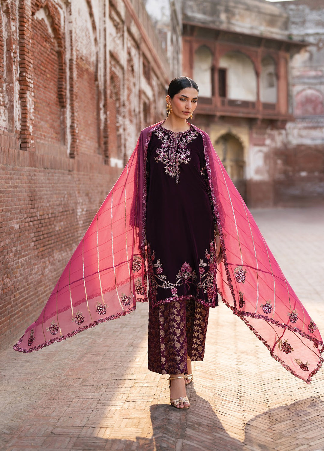 Mor by Xenia Formals Unstitched Embroidered Velvet 3 Piece Suit XE26UMV 04 Ubrud - Festive Collection