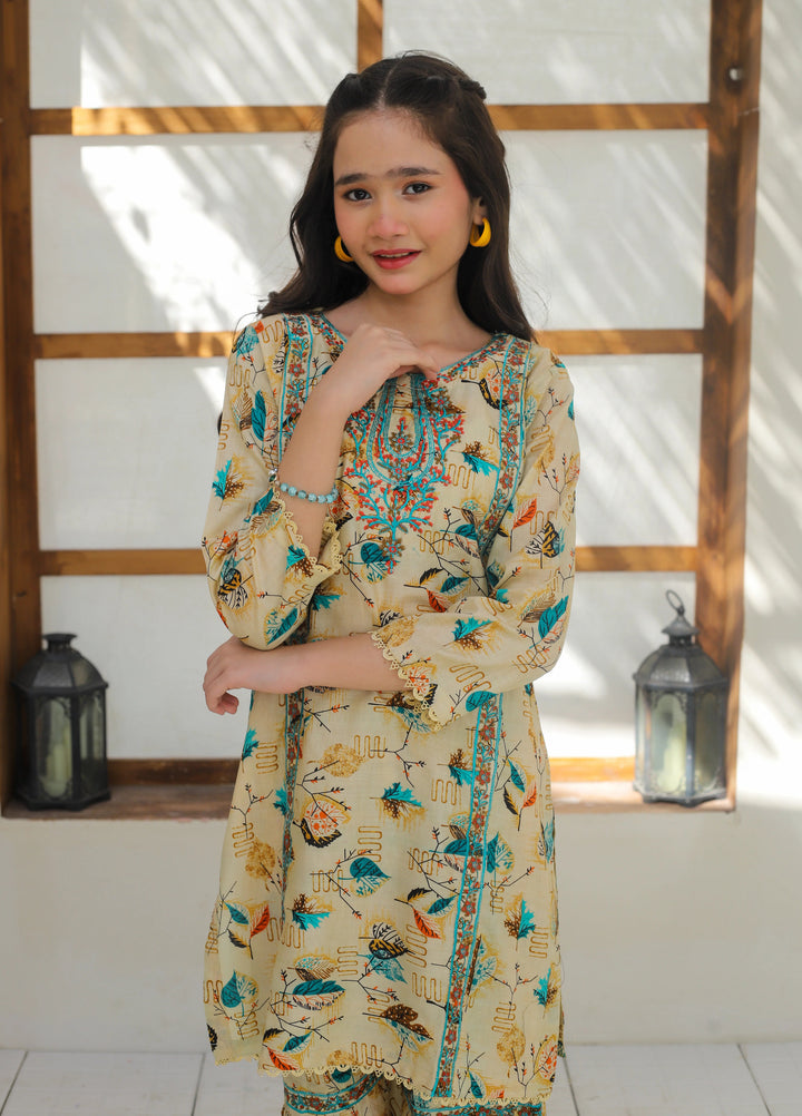 Khanak Girls RTW Embroidered Cotton 2 Piece Suit KST-148 - Casual Collection