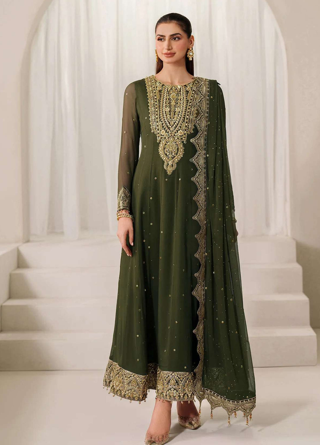 Alizeh Fashion Unstitched Embroidered Chiffon 3 Piece Suit AF26UCF AF-HM-4051-Rekha - Festive Collection