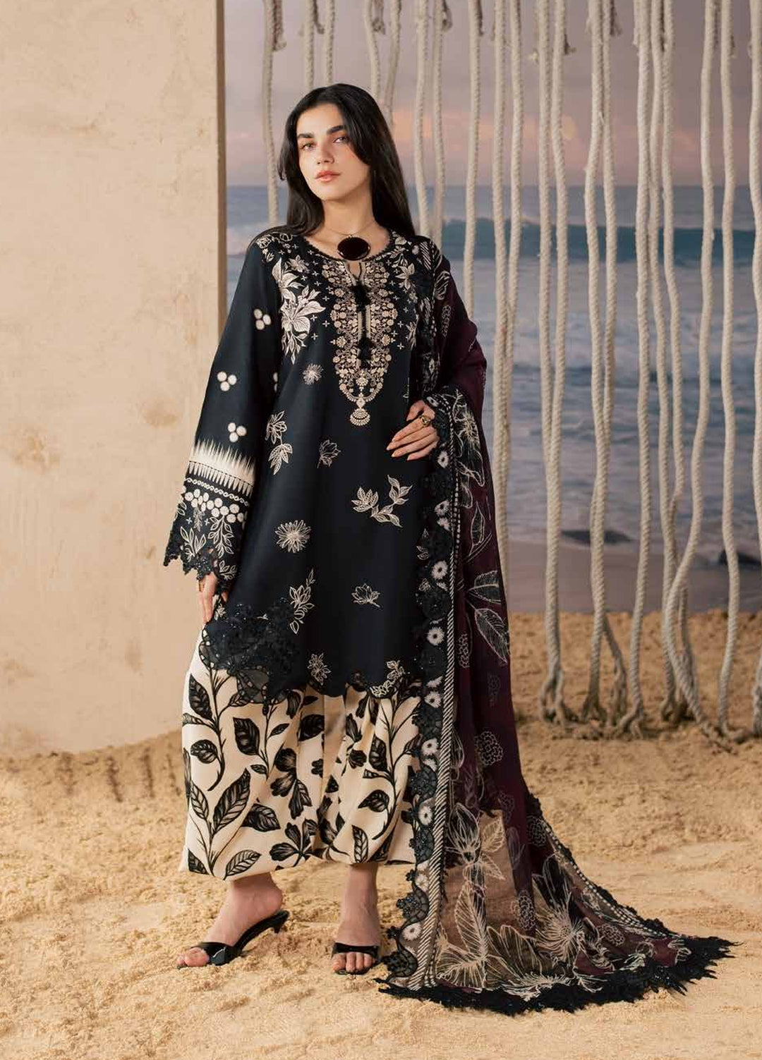 Daily Delights by Nureh Unstitched Embroidered Viscose Slub 3 Piece Suit NU26UDD DD-43 - Casual Collection