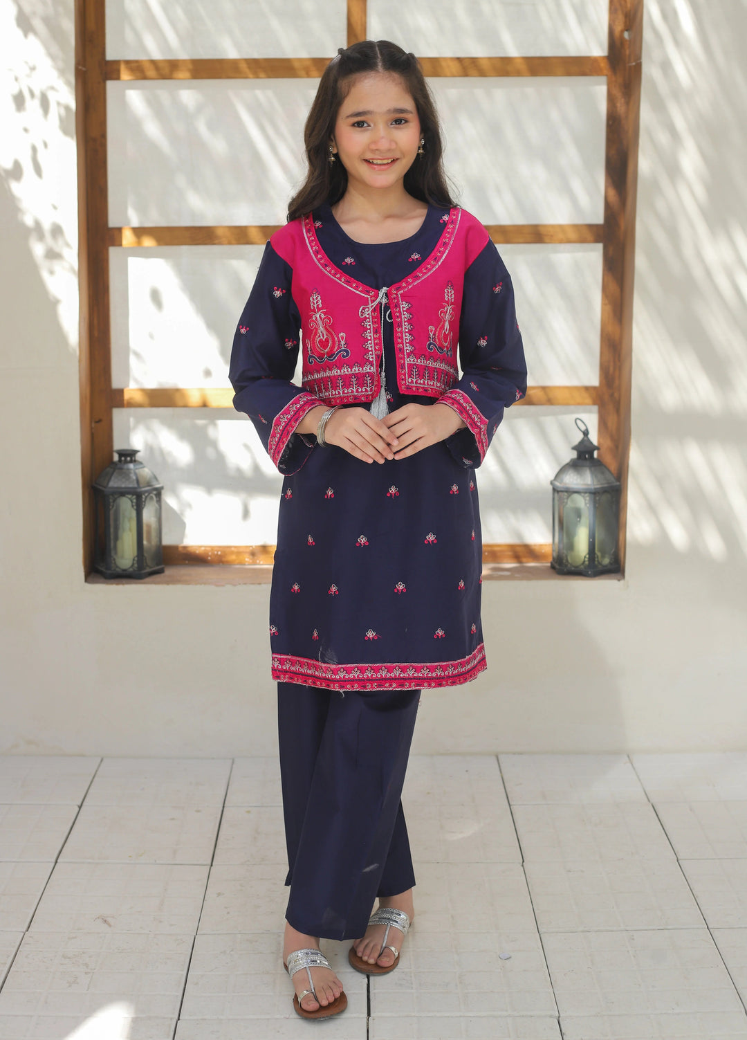 Khanak Girls RTW Embroidered Cotton 2 Piece Suit KST-135 - Casual Collection