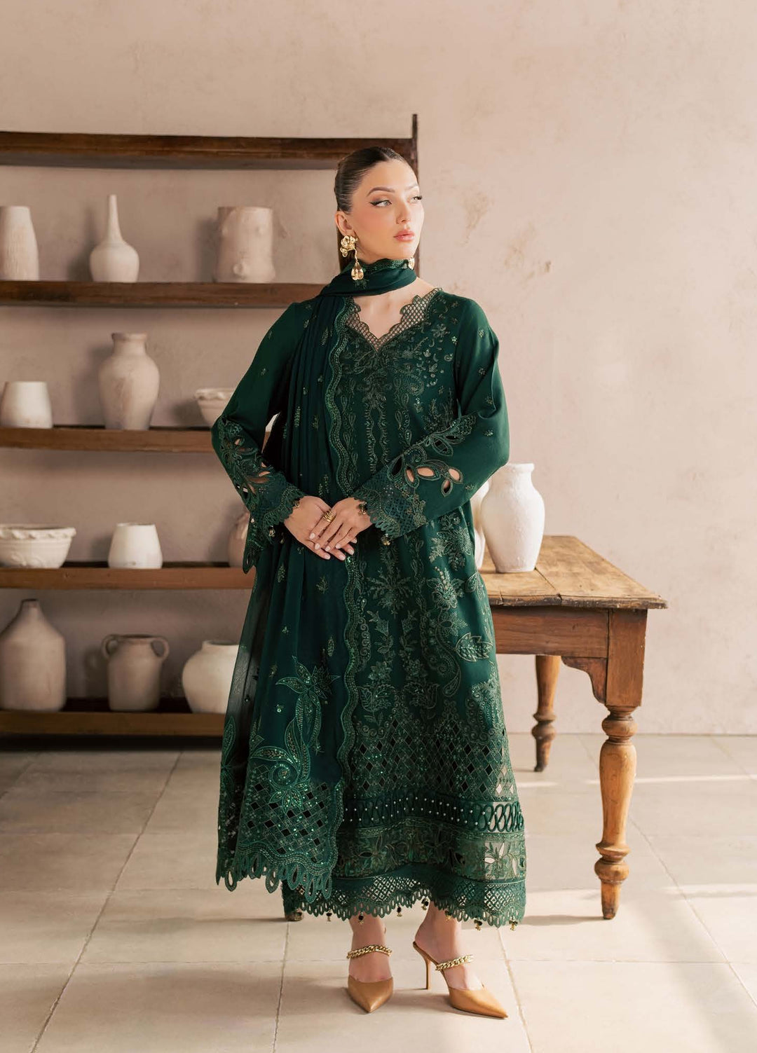 Nureh Unstitched Embroidered Karandi 3 Piece Suit NU26UKE NE-271 - Festive Collection