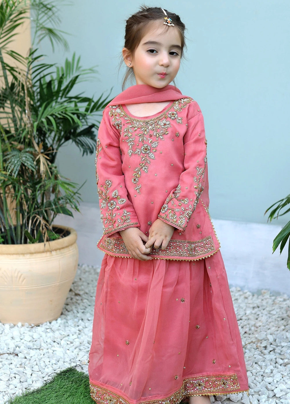 Khanak Girls RTW Embroidered Chiffon 3 Piece Suit KL-8 - Festive Collection