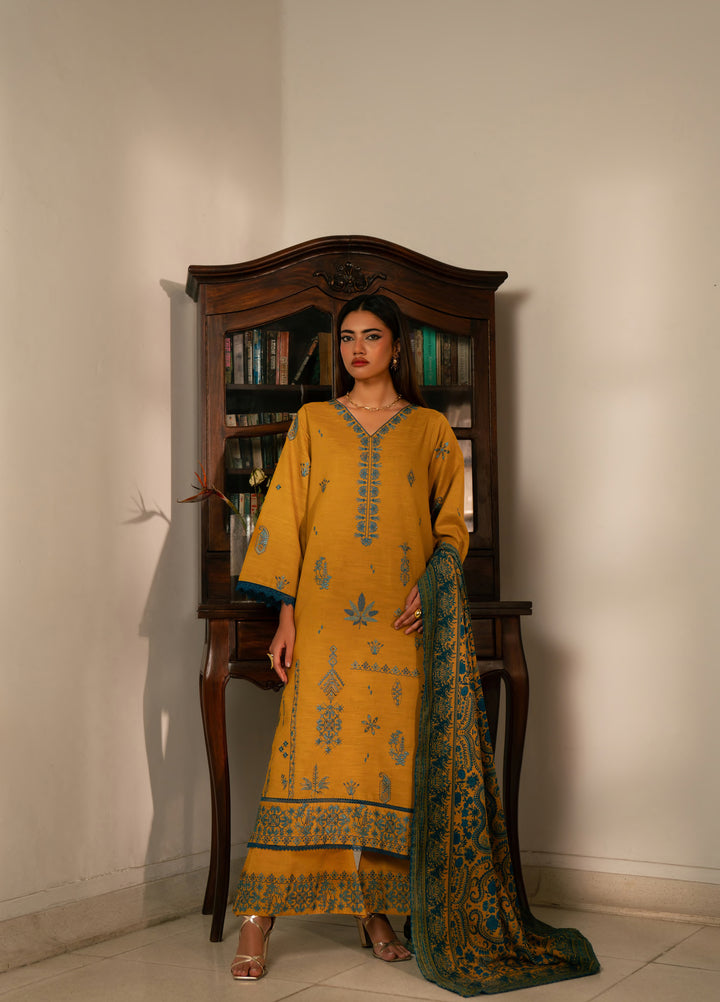 Manzil by Rashid Textiles Unstitched Embroidered Khaddar 3 Piece Suit RT26UKM D-1033 - Winter Collection