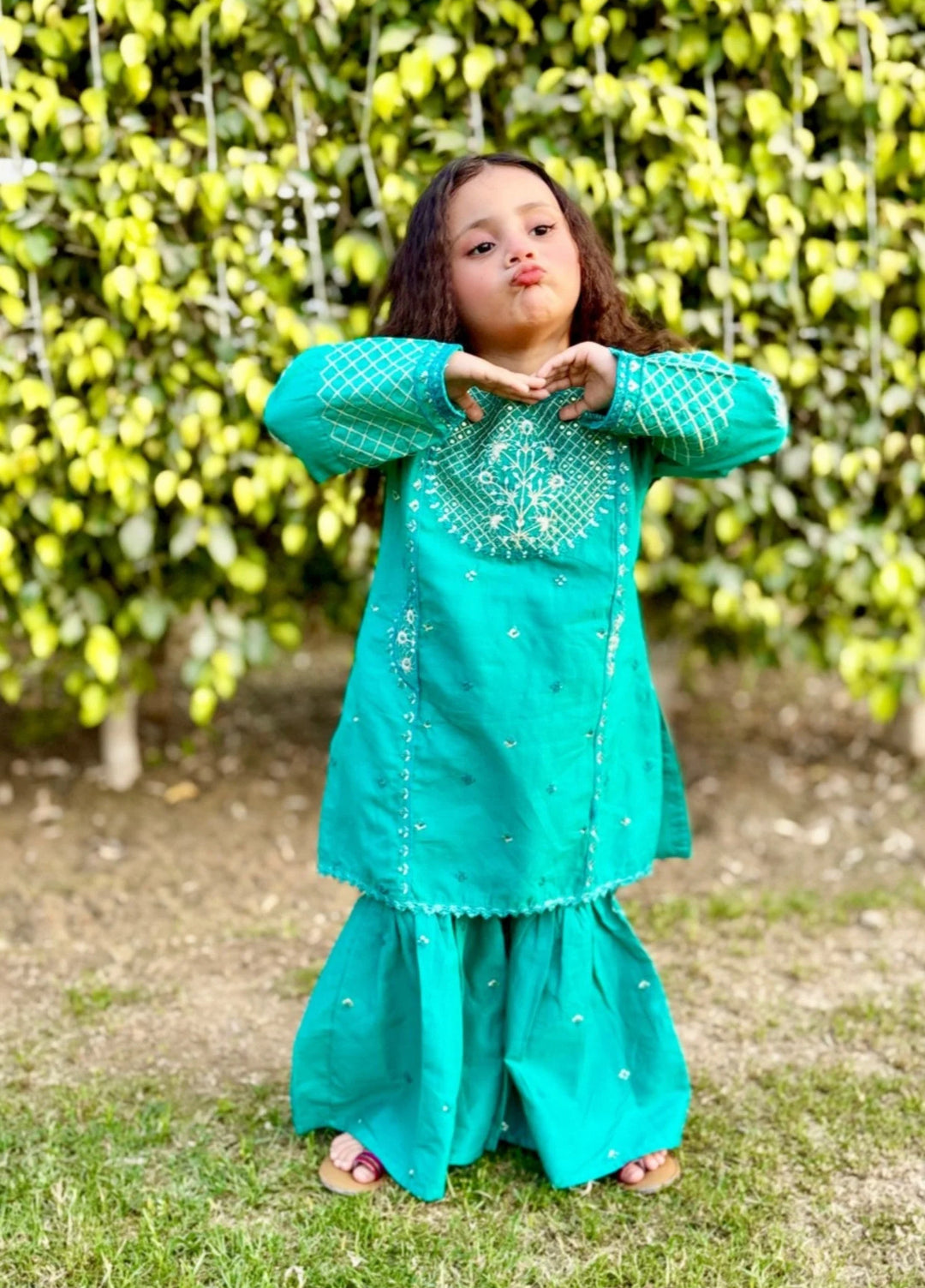 Khanak Girls RTW Embroidered Cotton 2 Piece Suit KST-139 - Casual Collection