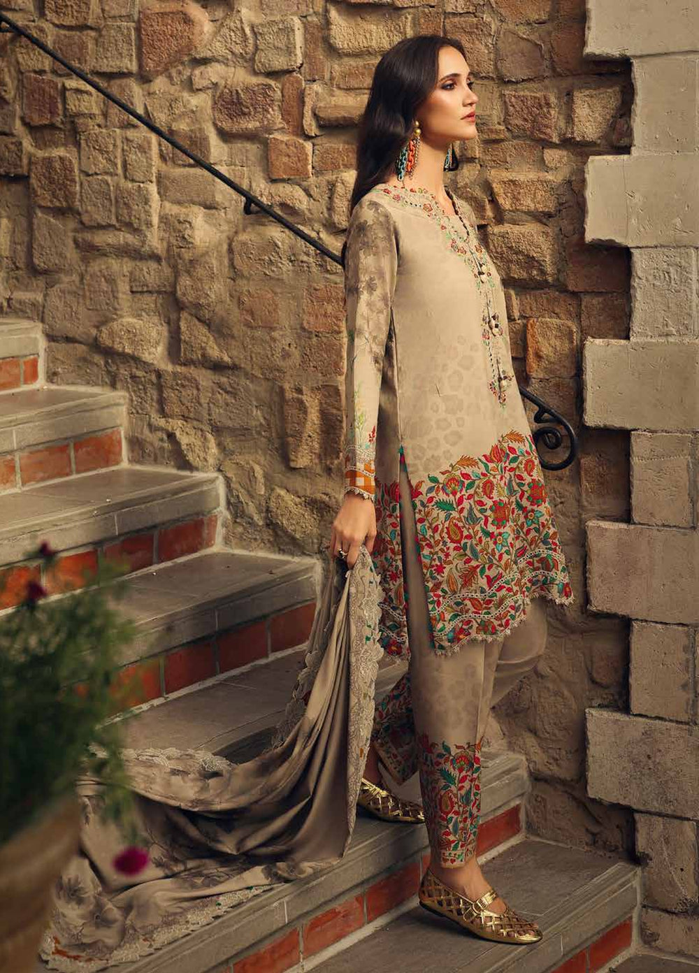 Combination by Charizma Unstitched Embroidered Linen 3 Piece Suit CHR26UCL CCW7-07 - Casual Collection