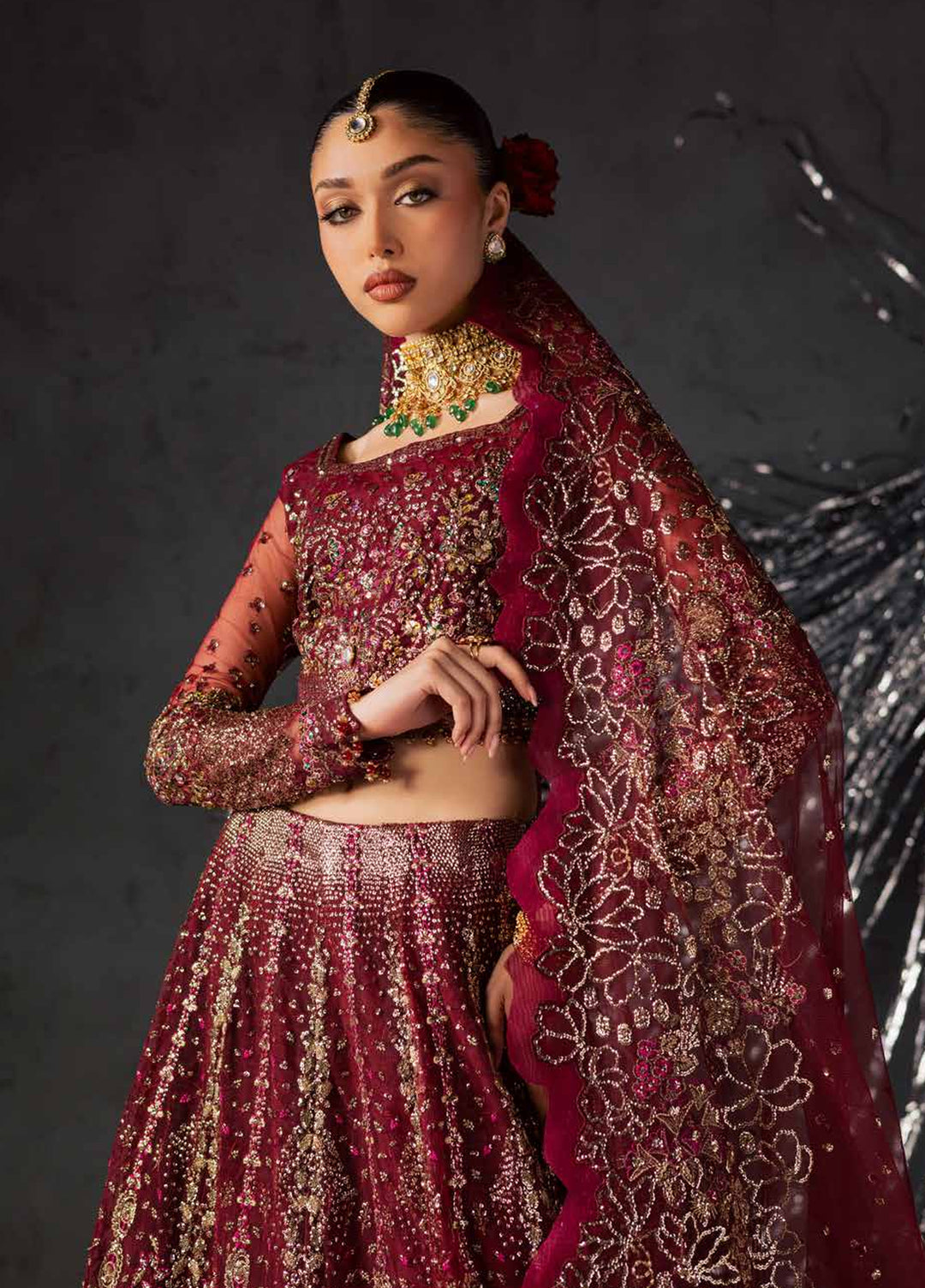 Muse Formal by Nureh Unstitched Embroidered Net 4 Piece Suit NU26UMF NFM-02 - Wedding Collection