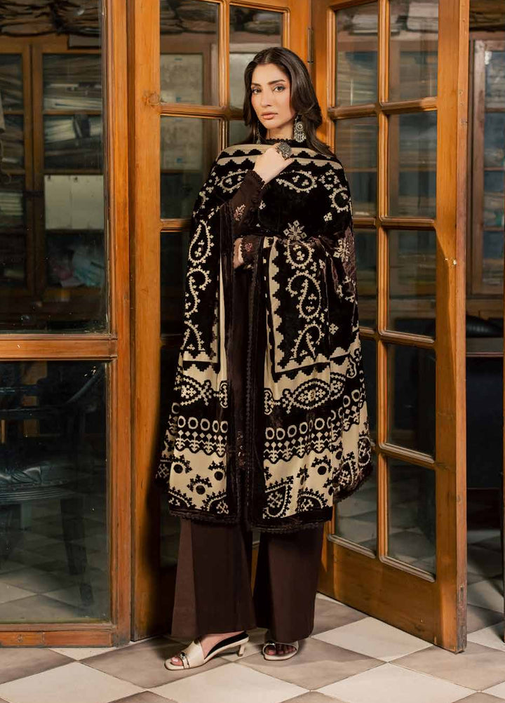 Nureh Exclusive Unstitched Leather Peach with Shawl 3 Piece Suit NU26UEP NE-285 - Festive Collection