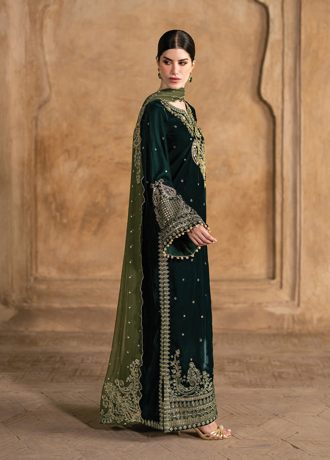 Mor by Xenia Formals Unstitched Embroidered Velvet 3 Piece Suit XE26UMV 05 Aadar - Festive Collection