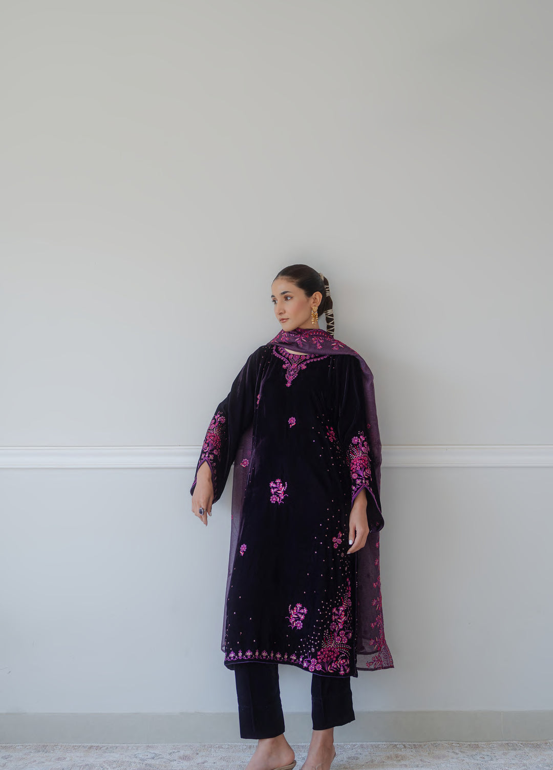 Atelier Velours by Rashid Textiles RTW Embroidered Velvet 3 Piece Suit RT26RAV Gulnaaz - Festive Collection