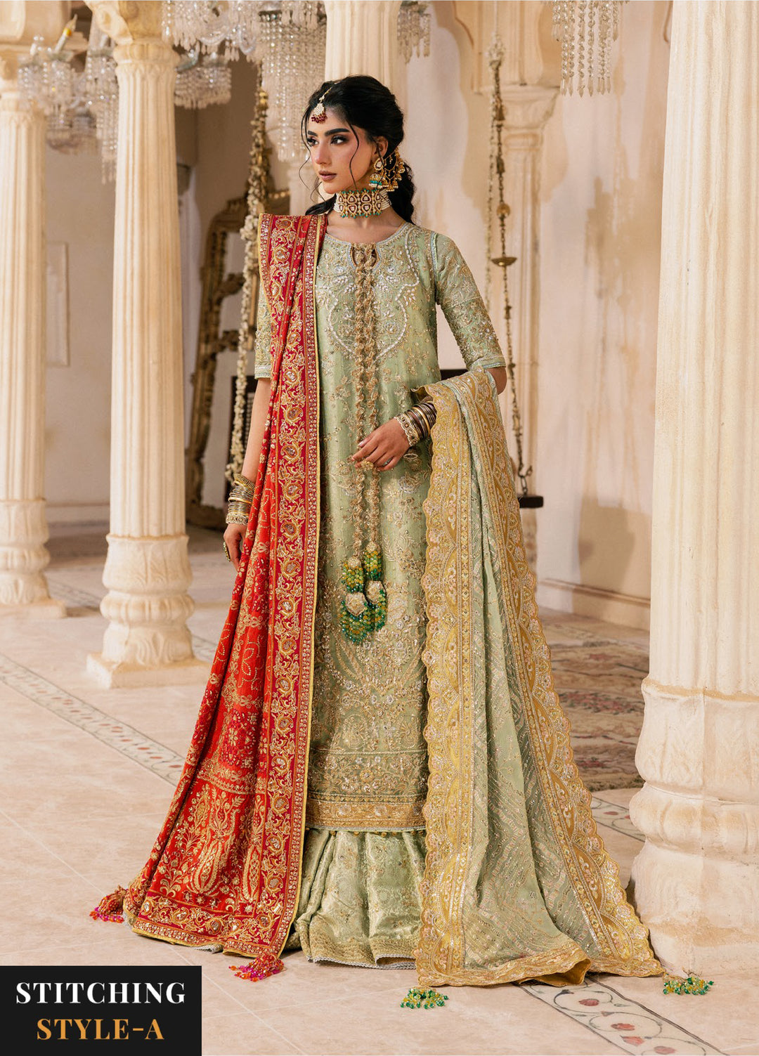 AIK Atelier Unstitched Embroidered Zari Net 3 Piece Suit AIK26UAW D-07 - Wedding Collection