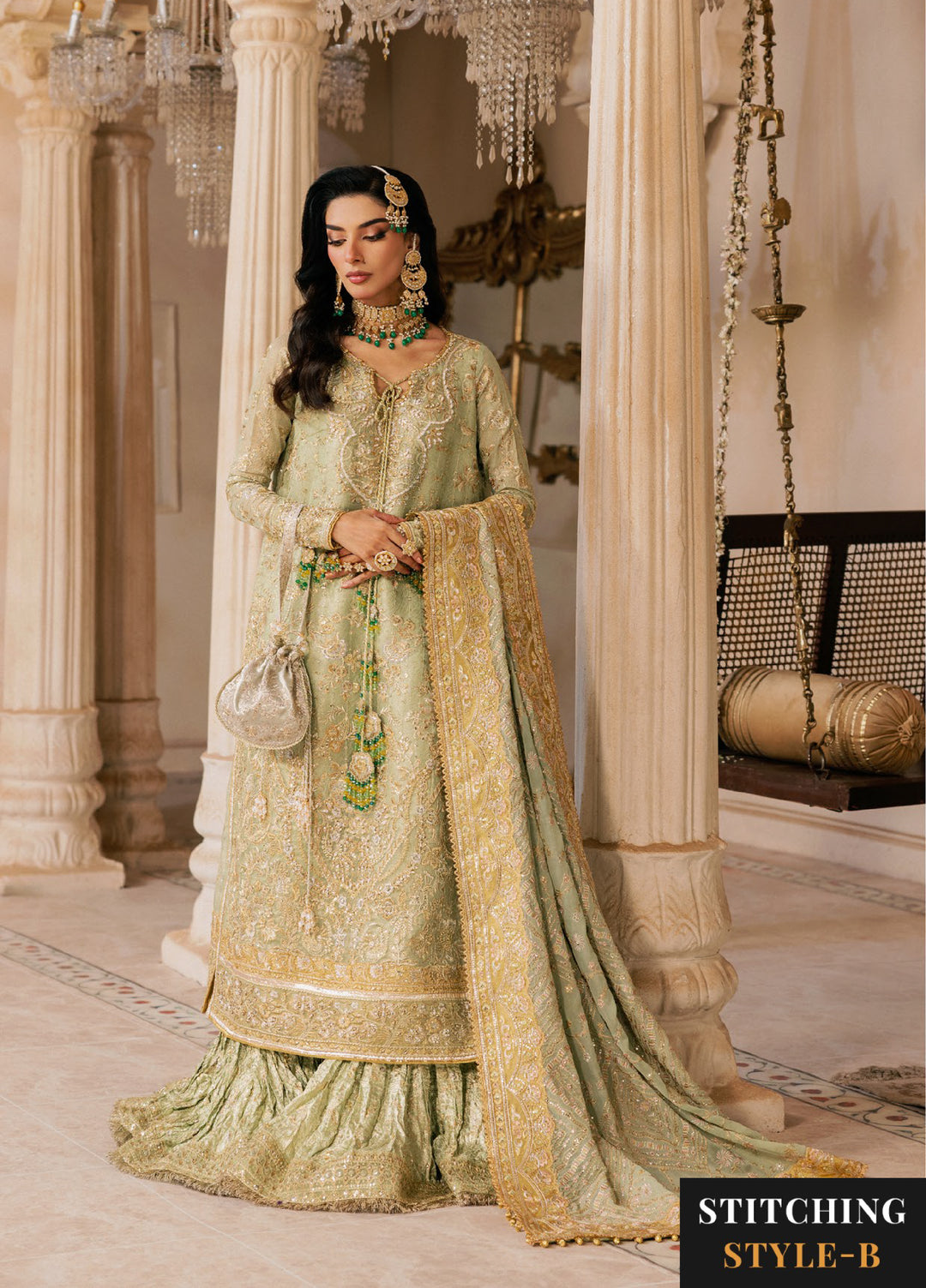 AIK Atelier Unstitched Embroidered Zari Net 3 Piece Suit AIK26UAW D-07 - Wedding Collection