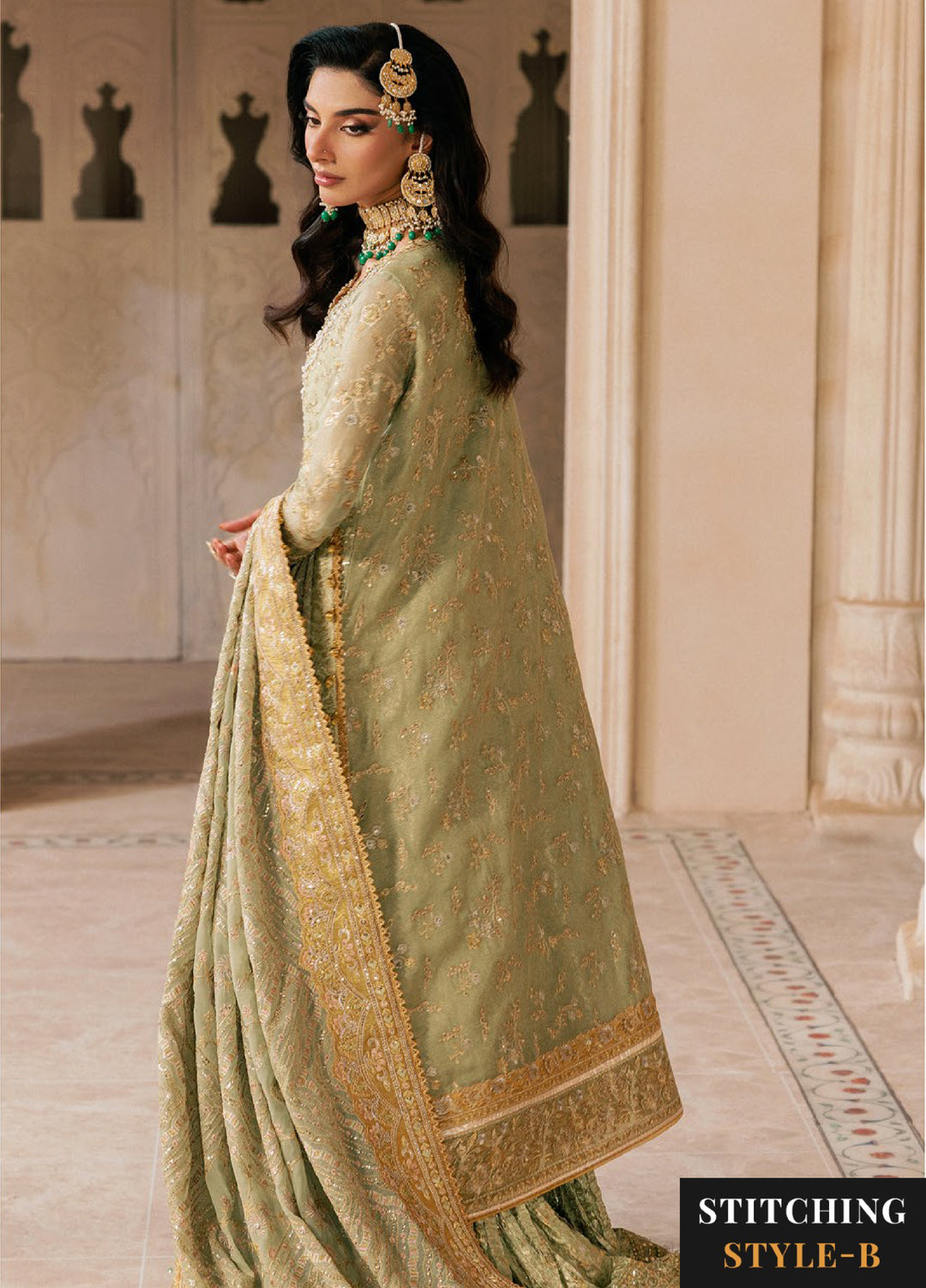 AIK Atelier Unstitched Embroidered Zari Net 3 Piece Suit AIK26UAW D-07 - Wedding Collection