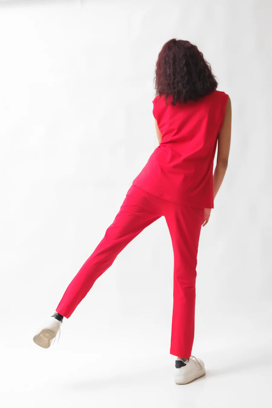 Dhaga Women Western Solids 2 Piece jersy Red Co Ords Sleevesless DHSSSCO5 - Summer Collection