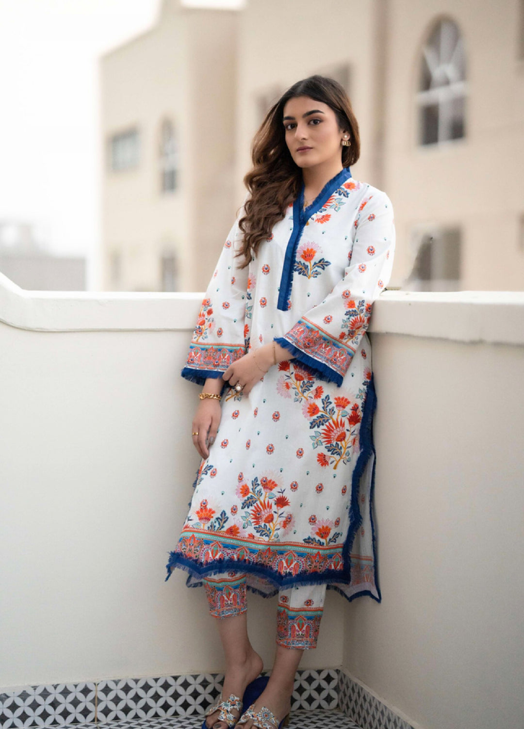 Raniahs by Laaleh RTW Printed Cotton Lawn 2 Piece Suit LAH26PR Aegean Blue - Casual Collection