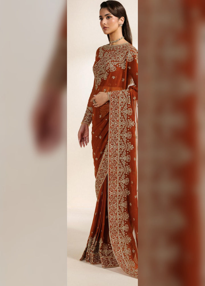 Meraki by Zarif Unstitched Embroidered Chiffon Saree Suit ZR26UCM SAWAN 07 - Festive Collection