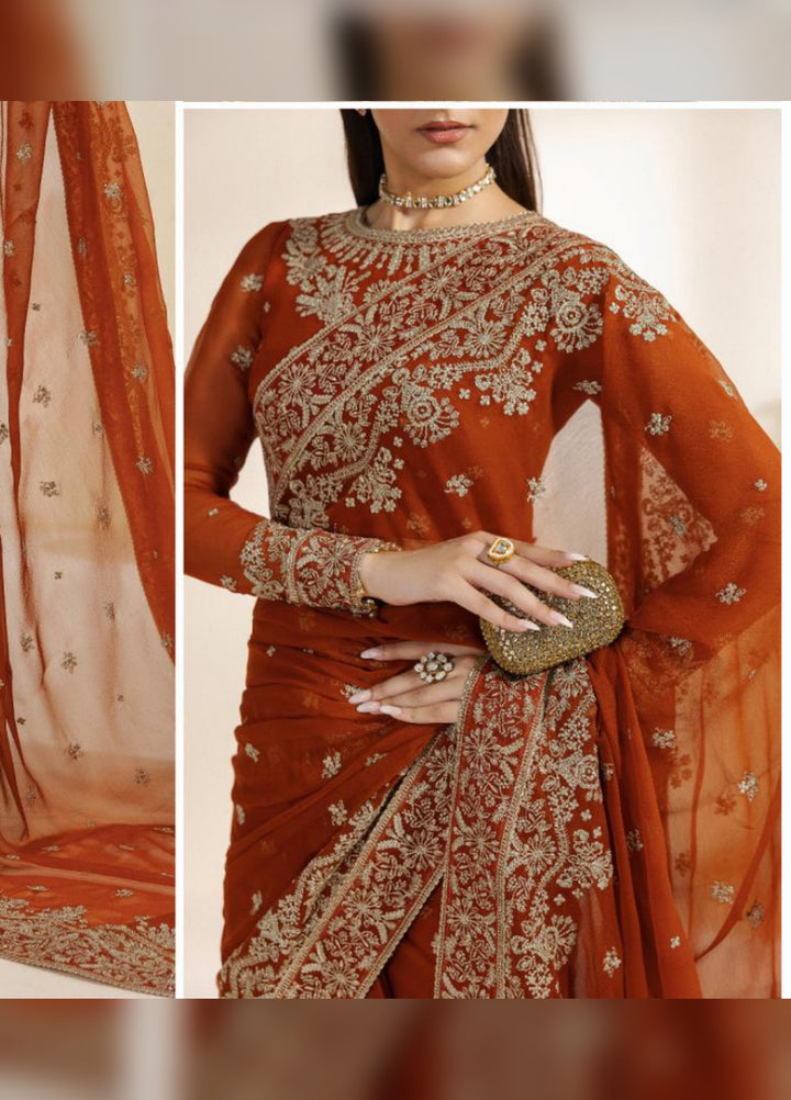 Meraki by Zarif Unstitched Embroidered Chiffon Saree Suit ZR26UCM SAWAN 07 - Festive Collection