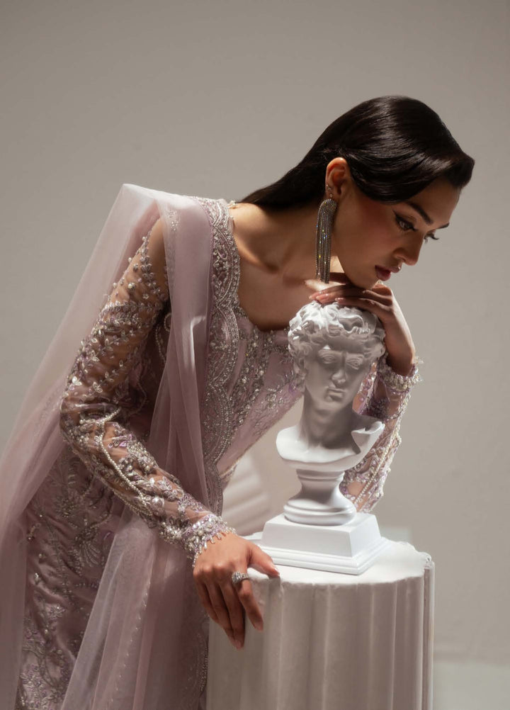 Elyse by Zariya Unstitched Embroidered Net 3 Piece Suit ZA26UEW Mauvette ZSU-6304 - Wedding Collection