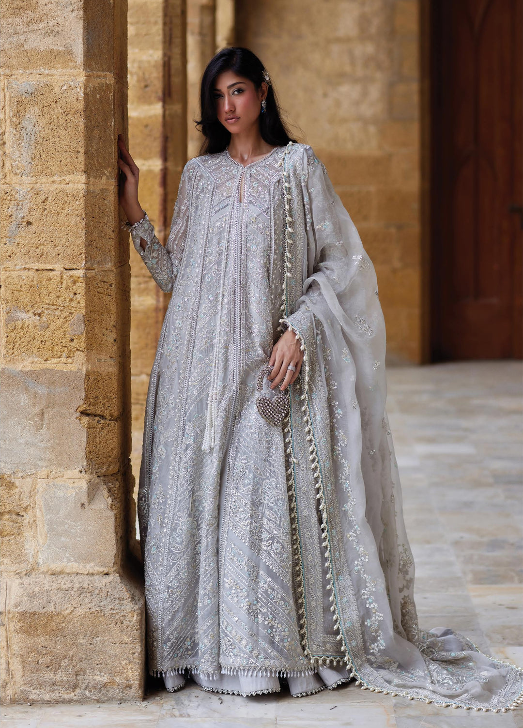 Dastangoi by Afrozeh Unstitched Embroidered Organza 3 Piece Suit AF26UDW QISSA FW01216 - Wedding Collection