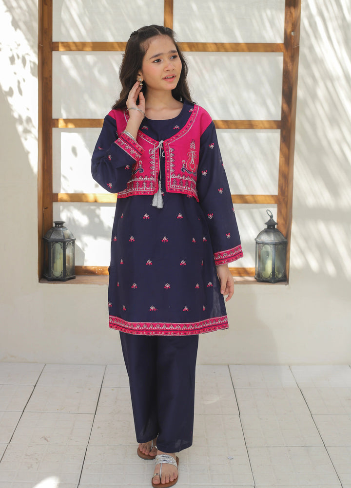 Khanak Girls RTW Embroidered Cotton 2 Piece Suit KST-135 - Casual Collection