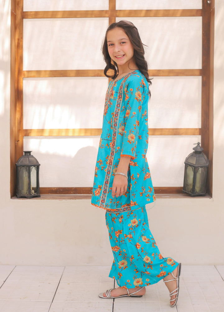 Khanak Girls RTW Embroidered Cotton 2 Piece Suit KST-149 - Casual Collection