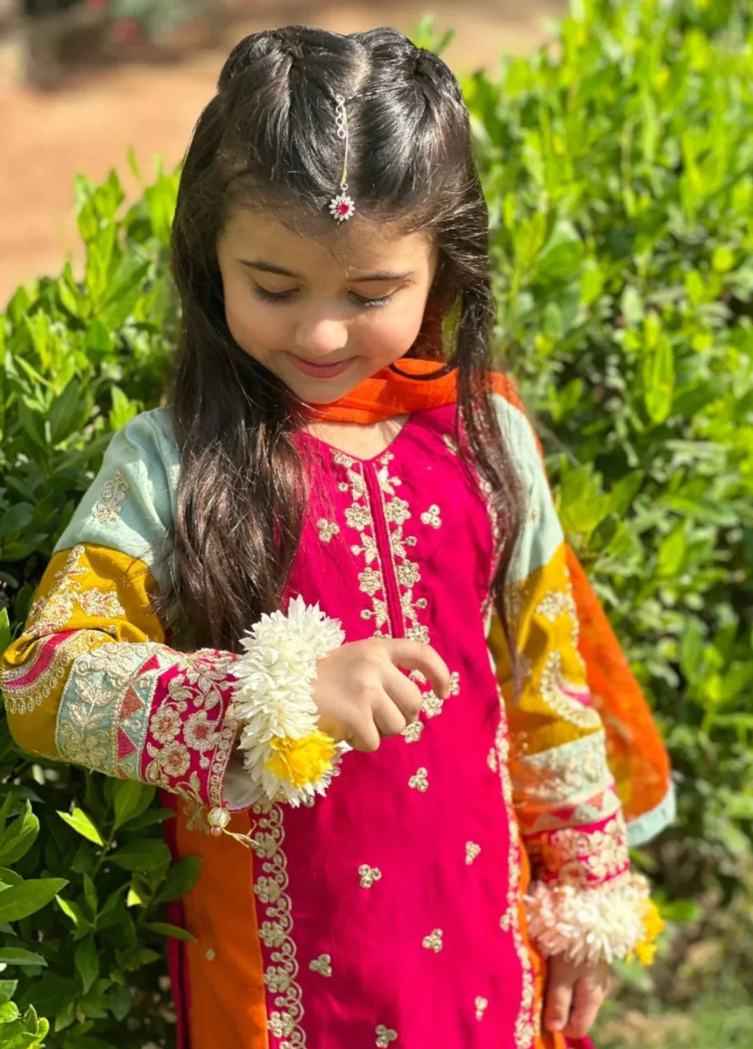 Khanak Girls RTW Embroidered Raw Silk 3 Piece Suit KG-13 - Festive Collection