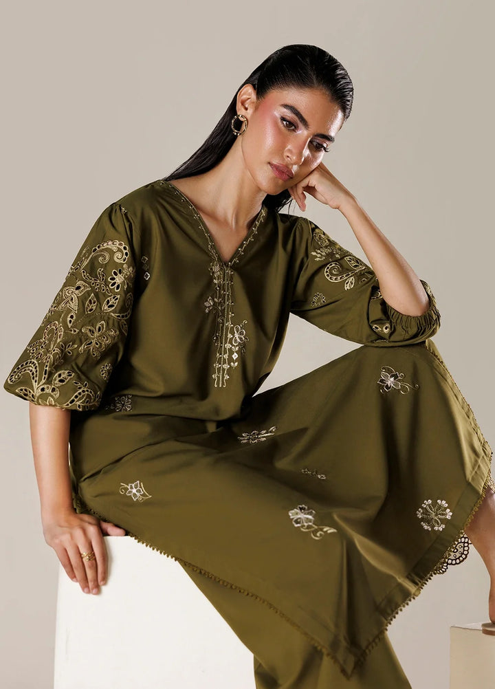 Azure Women RTW Embroidered Poly Co-Ord Sets Suit Olivine - Casual Collection