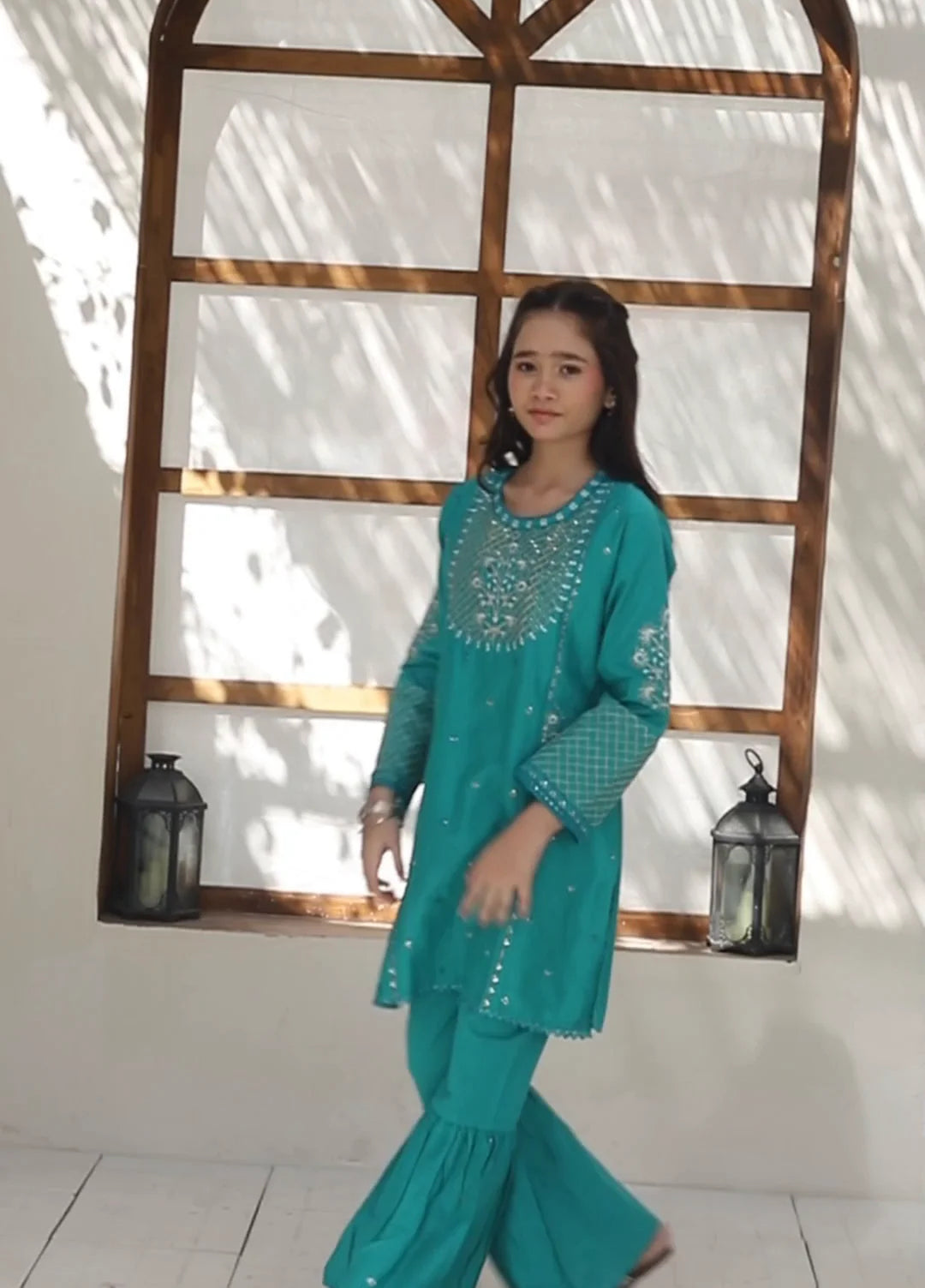 Khanak Girls RTW Embroidered Cotton 2 Piece Suit KST-139 - Casual Collection