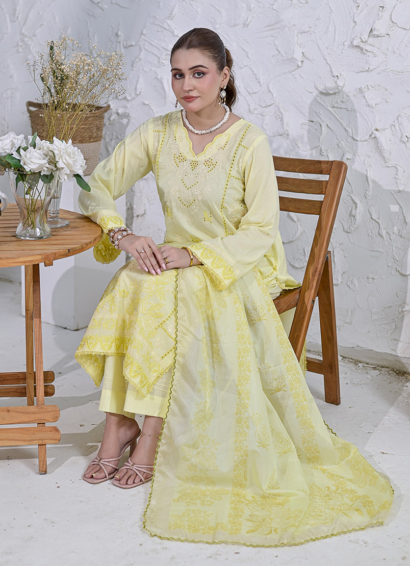 Gulbahar by Ishq e Rang RTW Embroidered Lawn 3 Piece Suit Lemon Glow Festive Collection