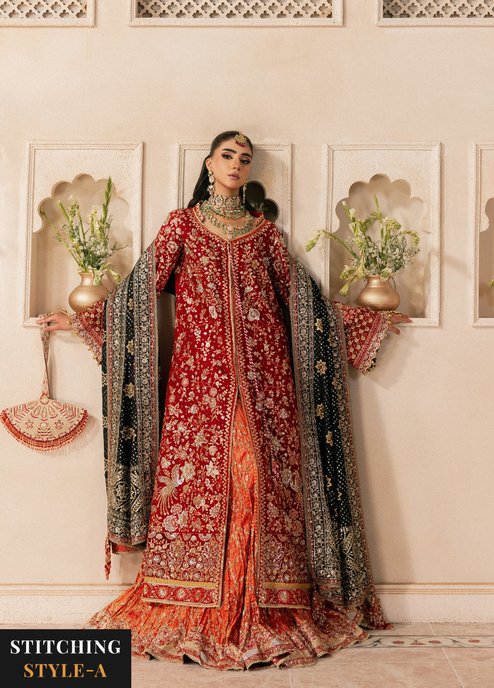 AIK Atelier Unstitched Embroidered Medium Silk 3 Piece Suit AIK26UAW D-08 - Wedding Collection