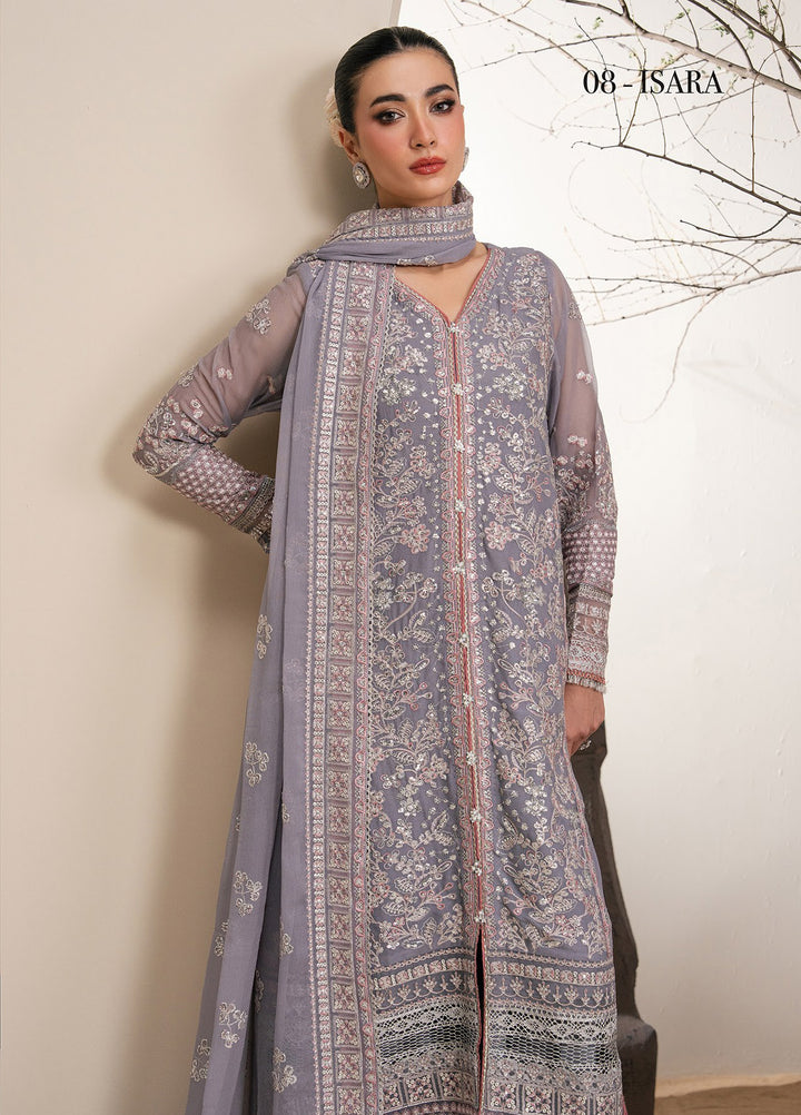 Kalani by Xenia Formals Unstitched Embroidered Chiffon 3 Piece Suit XE26UKW 08-Isara - Wedding Collection