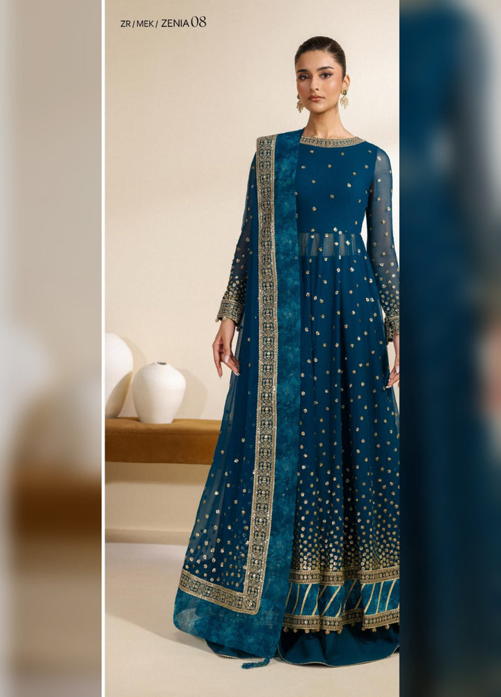Meraki by Zarif Unstitched Embroidered Chiffon 3 Piece Suit ZR26UCM  ZENIA 08 - Festive Collection