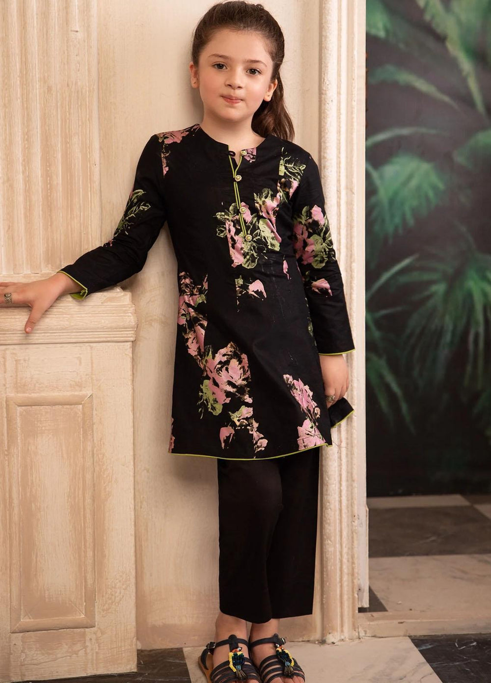 Garnet Clothing Lawn Fancy Girls 2 Piece Suit -  BLACK ROSE
