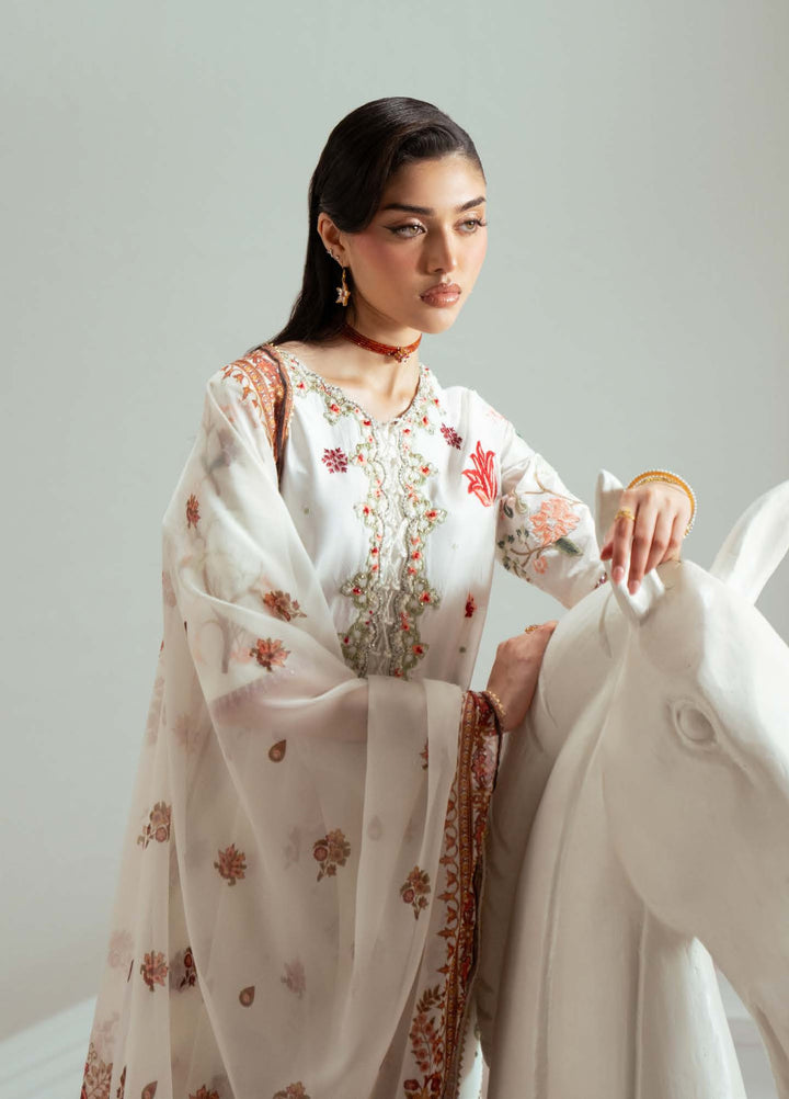 Elyse by Zariya Unstitched Embroidered Organza 3 Piece Suit ZA26UEW Ivorina ZSU-6305 - Wedding Collection