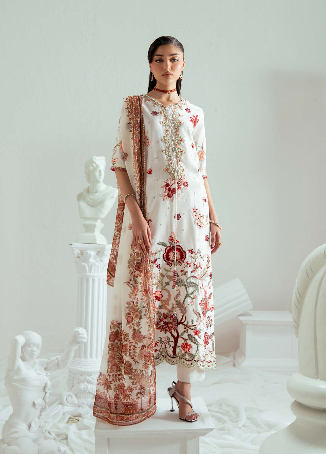 Elyse by Zariya Unstitched Embroidered Organza 3 Piece Suit ZA26UEW Ivorina ZSU-6305 - Wedding Collection