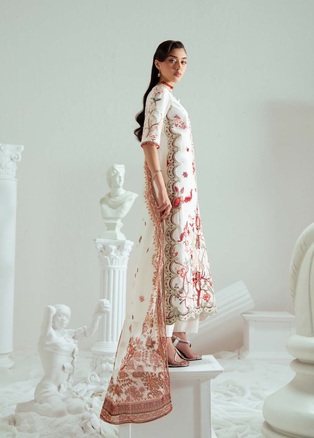 Elyse by Zariya Unstitched Embroidered Organza 3 Piece Suit ZA26UEW Ivorina ZSU-6305 - Wedding Collection