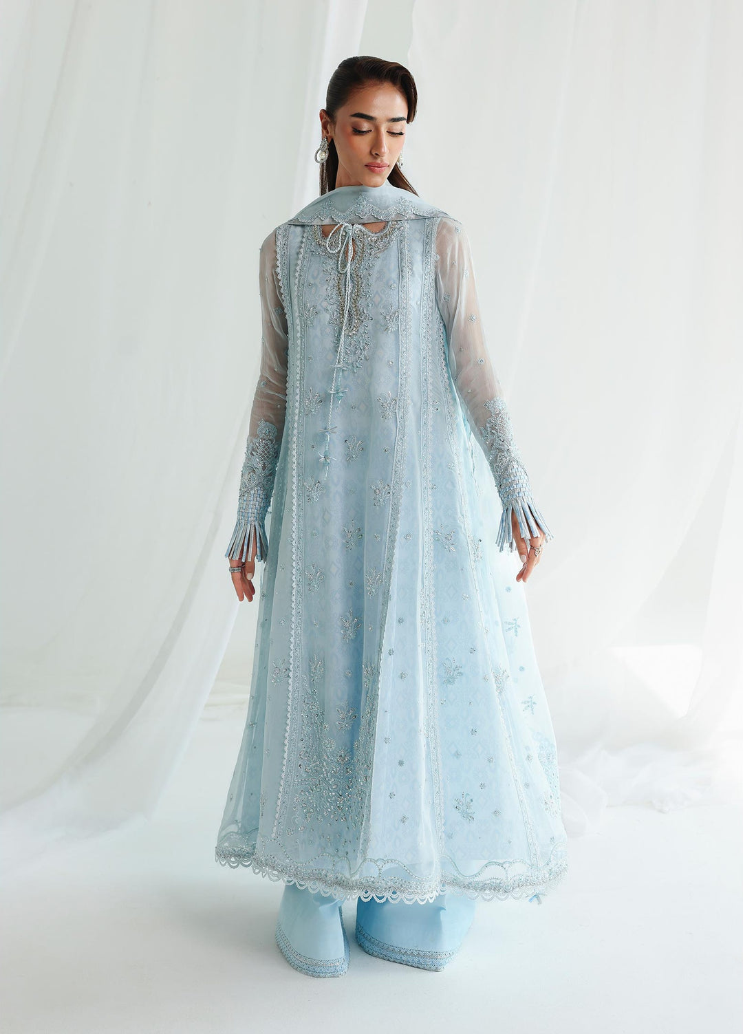 Qalamkar Unstitched Embroidered Chiffon 3 Piece Suit QLK26UCF Sona QCC-08 - Festive Collection