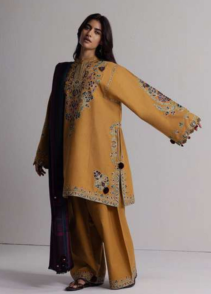 Coco by Zara Shahjahan Unstitched Khaddar 3 Piece Suit CZS26UKW OCHRE 2A - Winter Collection
