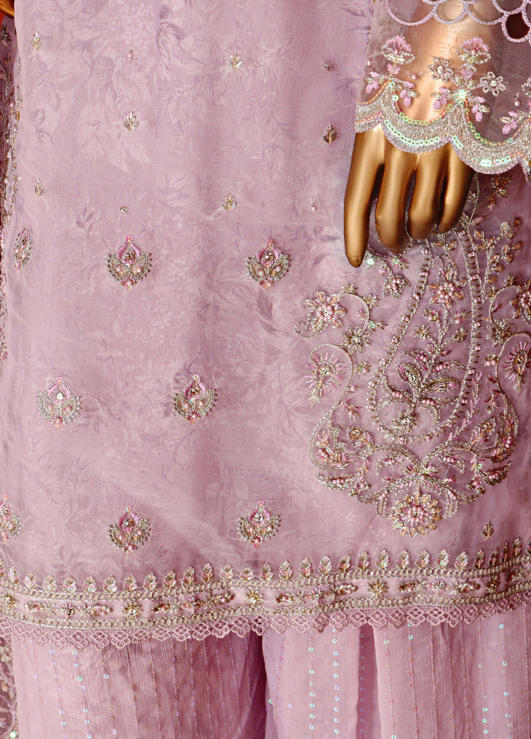 Shaahkaar by HZ Textiles RTW Embroidered Organza 3 Piece Suit HZ26PSO HZK-242 Purple - Festive Collection
