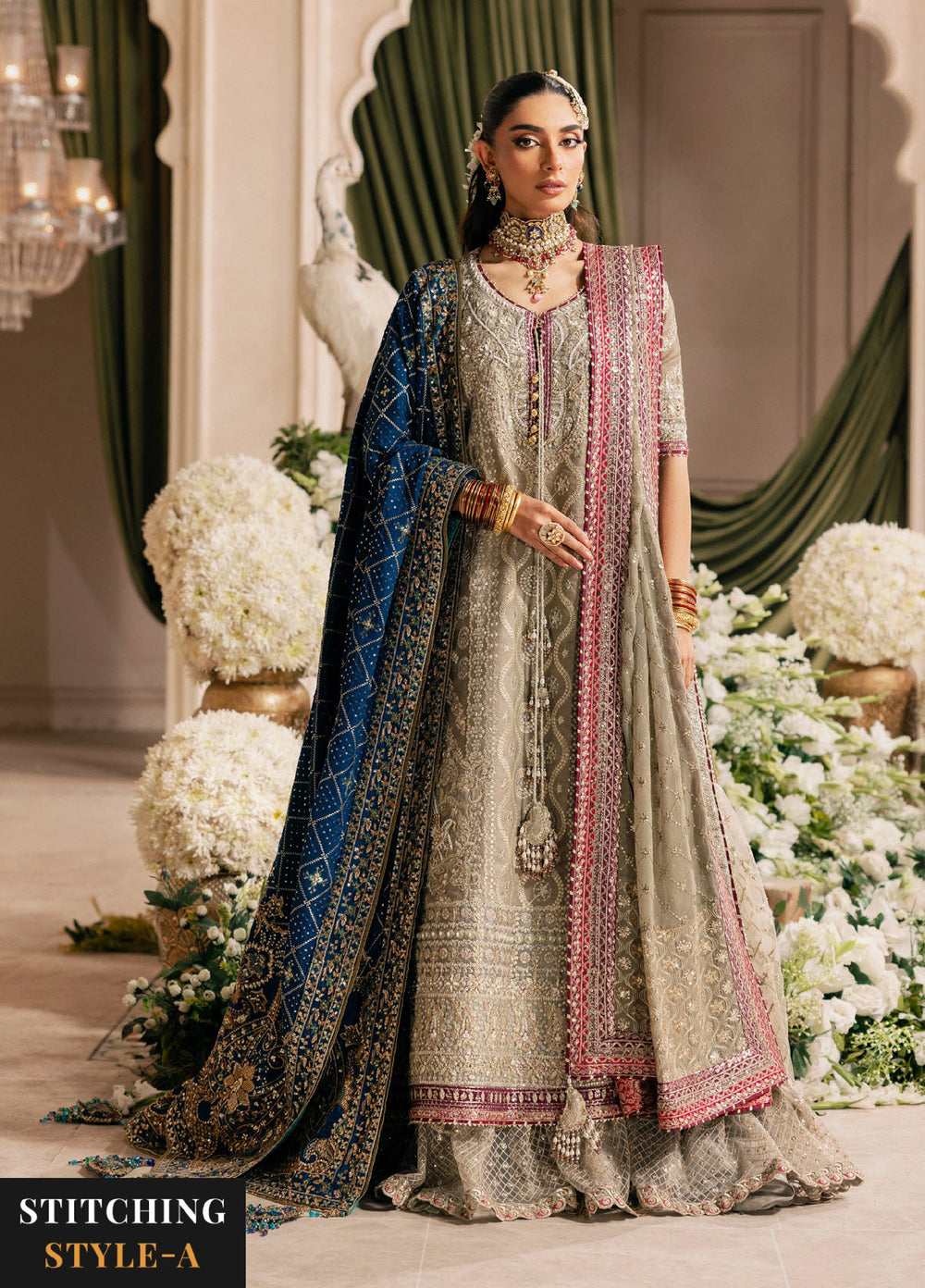 AIK Atelier Unstitched Embroidered Khaadi Net 3 Piece Suit AIK26UAW D-09 - Wedding Collection