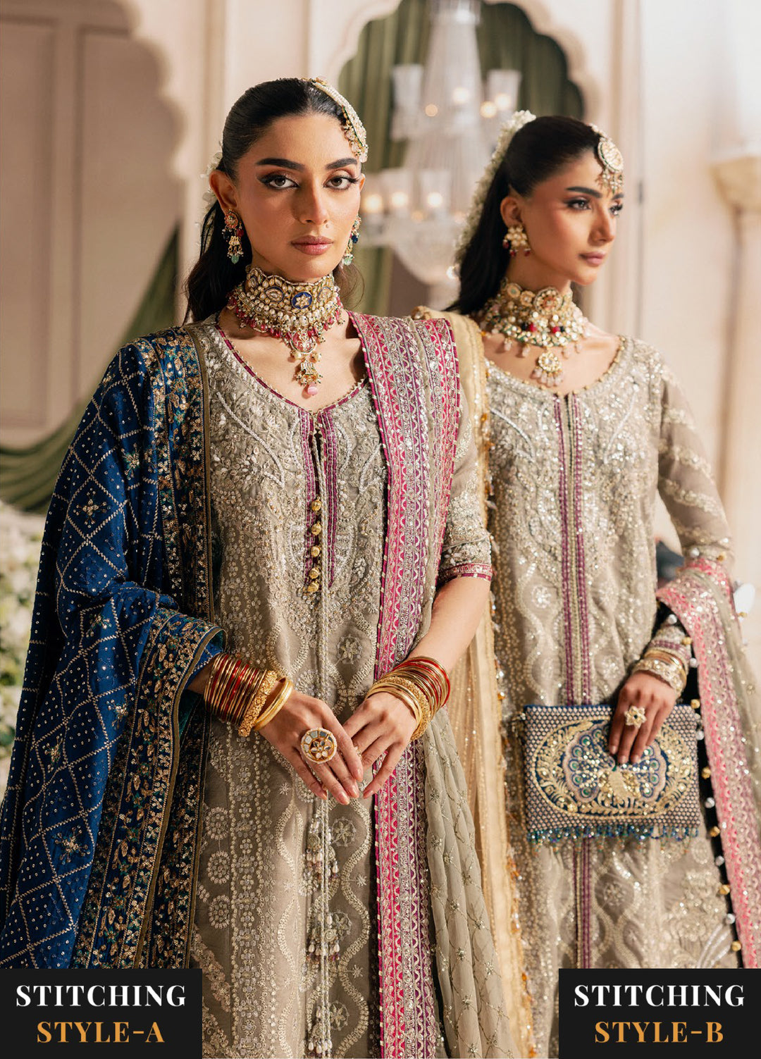 AIK Atelier Unstitched Embroidered Khaadi Net 3 Piece Suit AIK26UAW D-09 - Wedding Collection