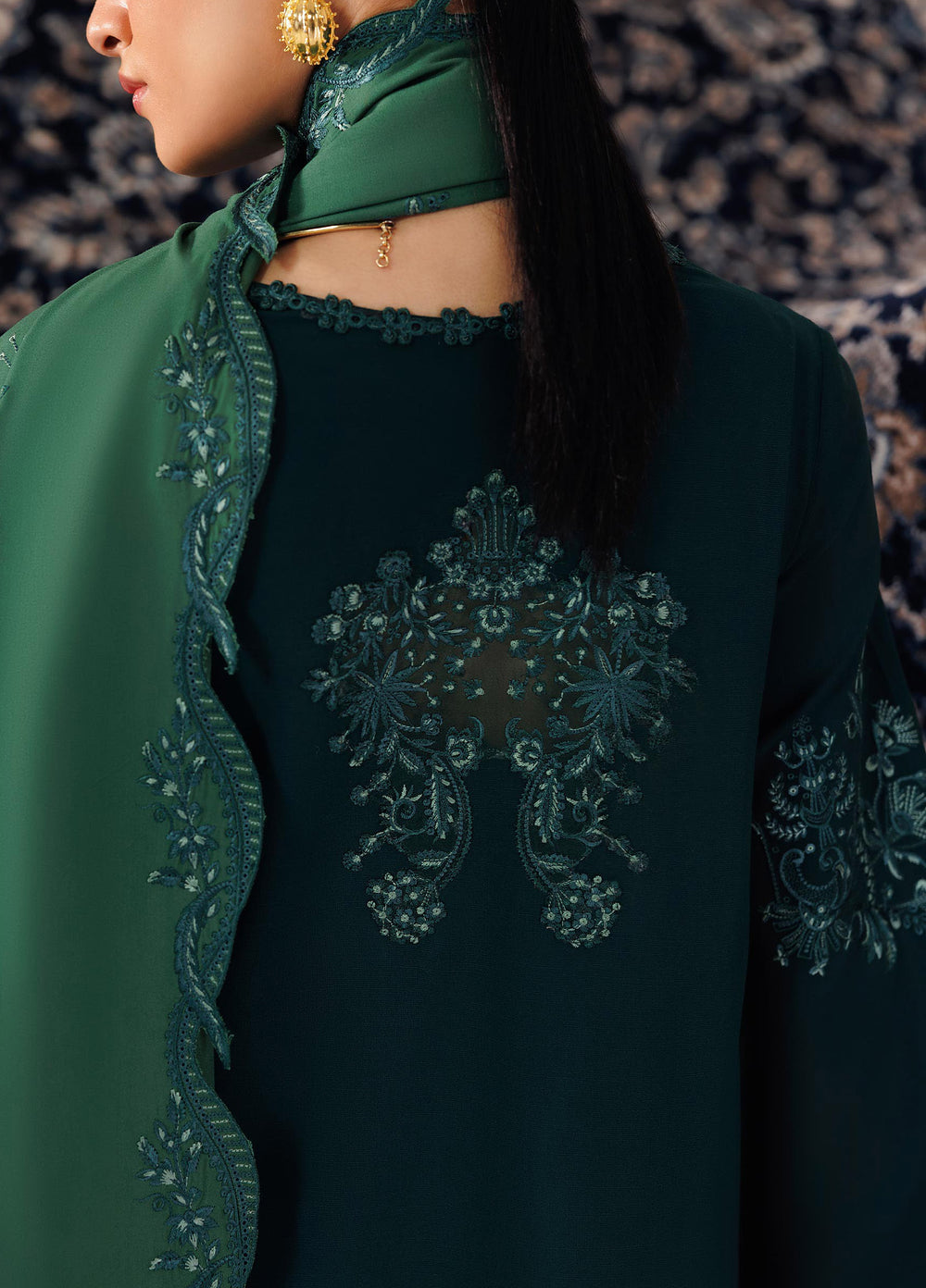 Q line by Qalamkar Unstitched Embroidered Slub Linen 3 Piece Suit QLK26UQL Roma QLW-09 - Winter Collection