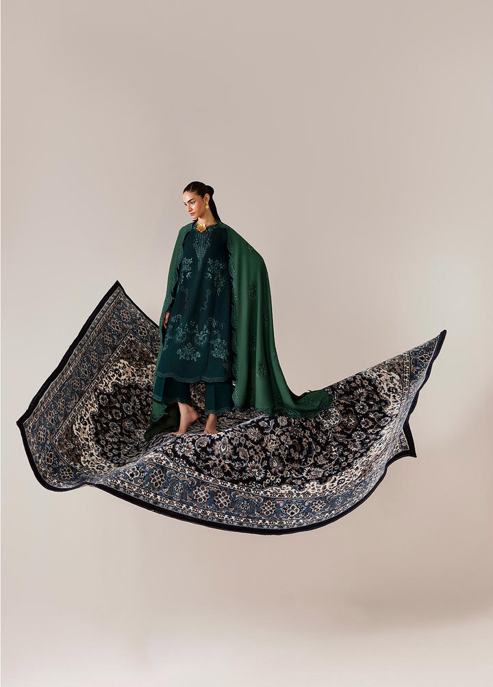 Q line by Qalamkar Unstitched Embroidered Slub Linen 3 Piece Suit QLK26UQL Roma QLW-09 - Winter Collection